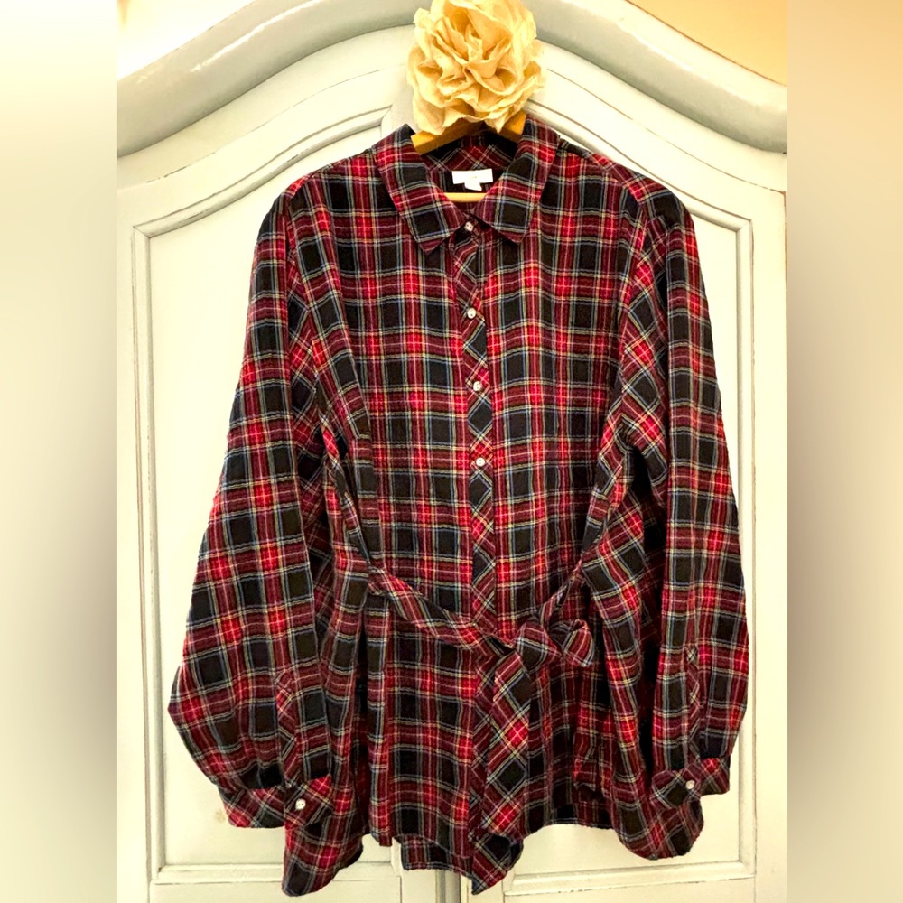 J Jill Plaid Blouse 2X